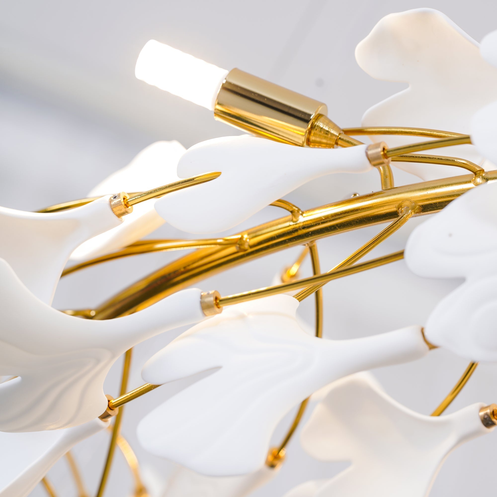 Olivia GinkLuxe Modern Golden LED Chandelier, Metal & Ceramic - Lumpaz