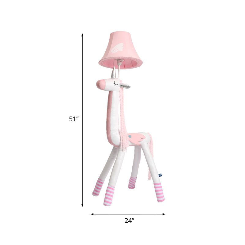 Minori Pink Plush Unicorn Animal Floor Lamp, Metal - Lumpaz