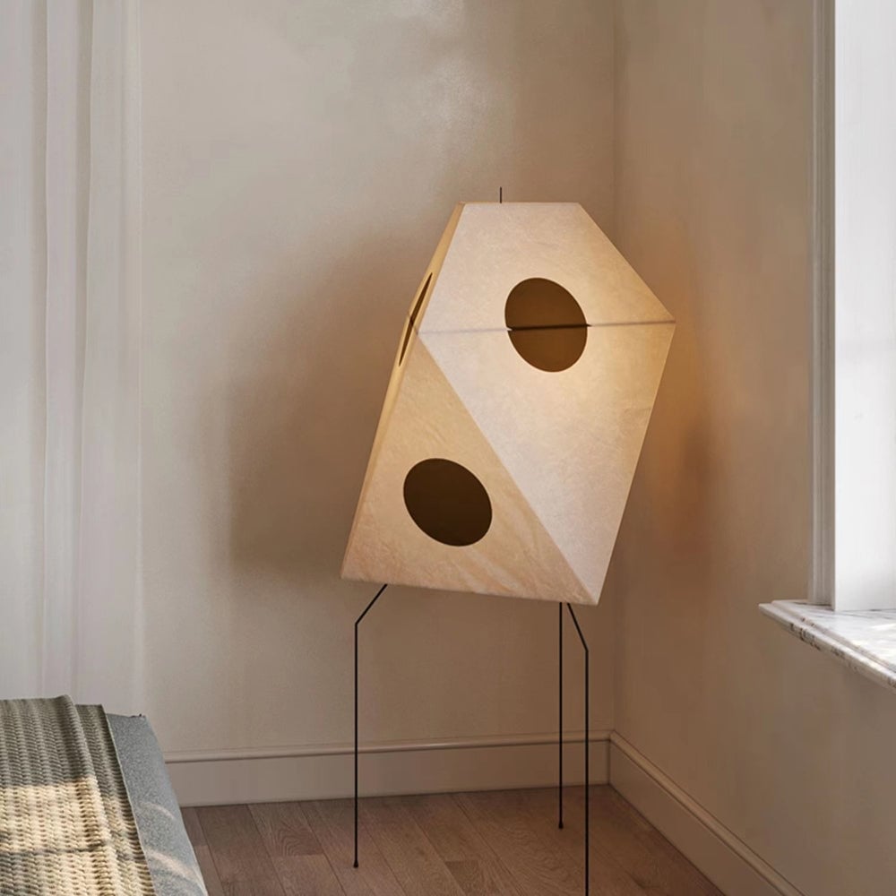 Renée Modern Funky Floor Lamp, Artificial Paper/Metal - Lumpaz