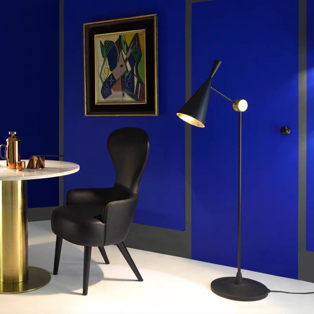 Carins Modern Minimalist Metal Tall Standing Floor Lamp, Black/Gold - Lumpaz