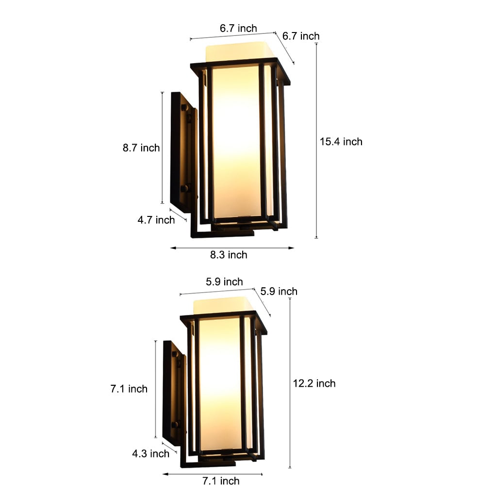Square Waterproof LED Black Retro Outdoor Wall Lamp Exterior Lights - Lumpaz