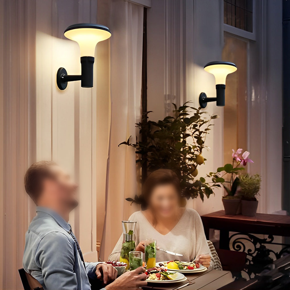 Round Flower LED Waterproof Black Modern Solar Wall Lamp Wall Sconces Lighting - Lumpaz