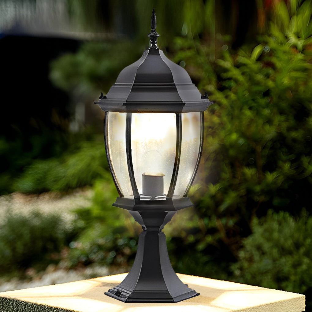 Led Waterproof Black Vintage Outdoor Solar Fence Post Lights with Remote - Lumpaz