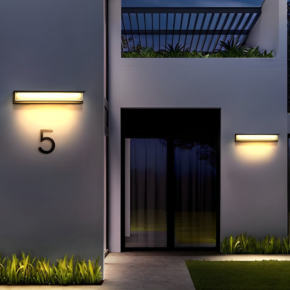 Minimalist Rectangular Waterproof LED Modern Solar Wall Lamp Exterior Lights - Lumpaz
