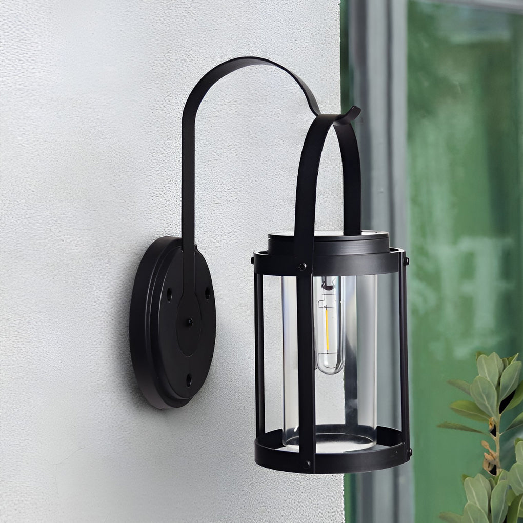 Portable Lantern Shaped LED Waterproof Modern Solar Plug in Wall Sconce Lighting - Lumpaz