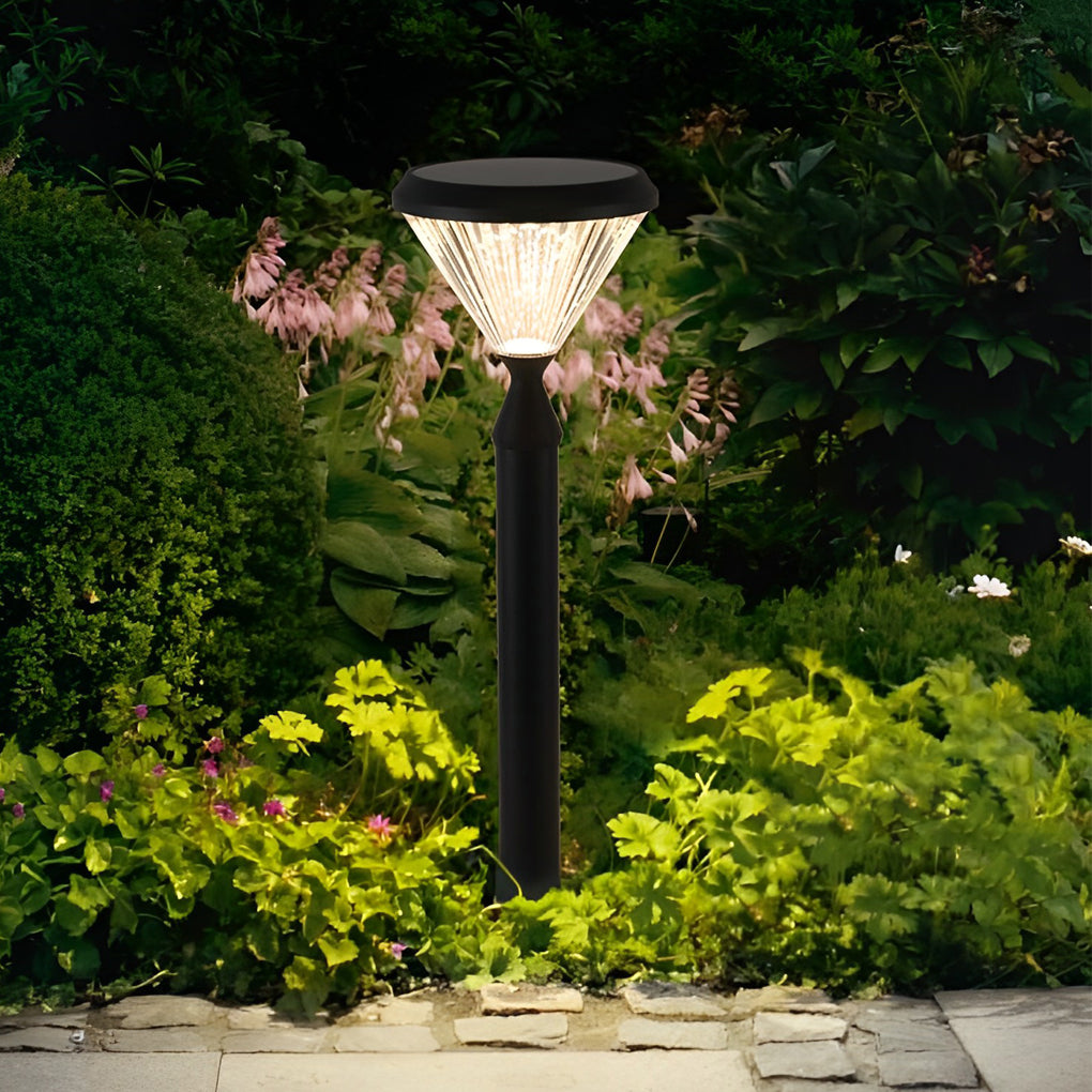Round Waterproof Light Control LED Black Modern Solar Outdoor Lights - Lumpaz