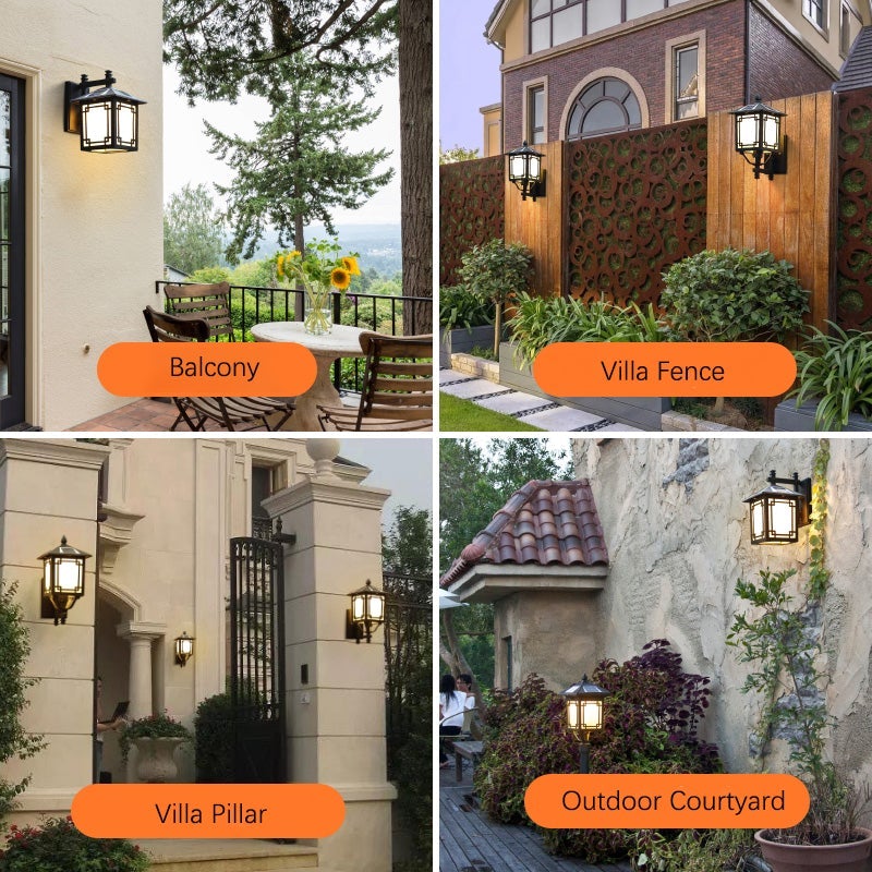 Up/Down Lighting Waterproof Black Vintage Solar Lights Outdoor Lanterns - Lumpaz