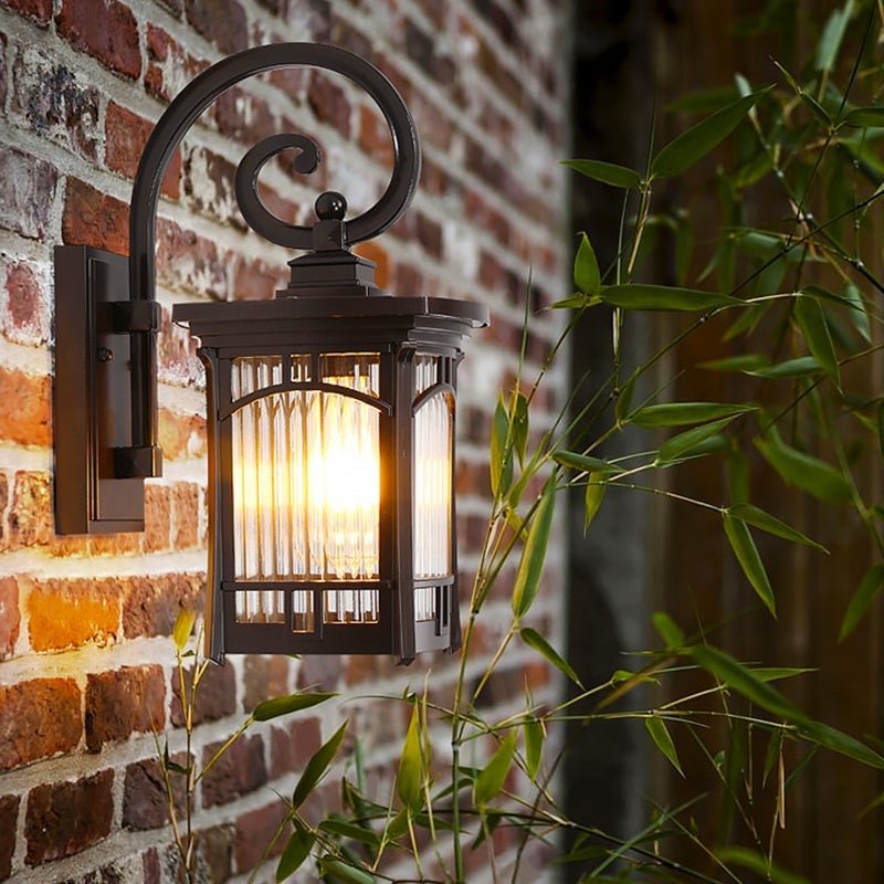 Vintage Striped Glass Shade Waterproof Modern Outdoor Wall Lights - Lumpaz