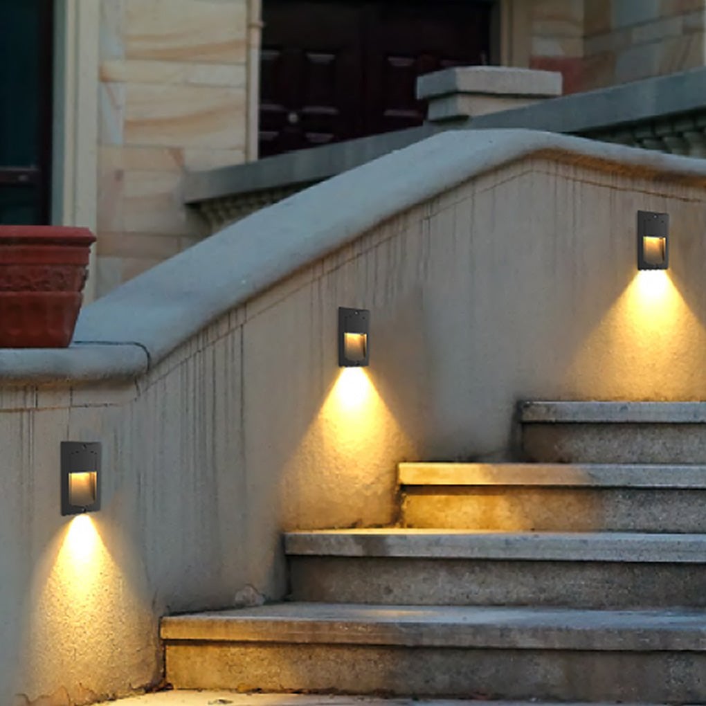 Rectangle Waterproof LED Black Modern Outdoor Step Lights Recessed Stair Sconces - Lumpaz