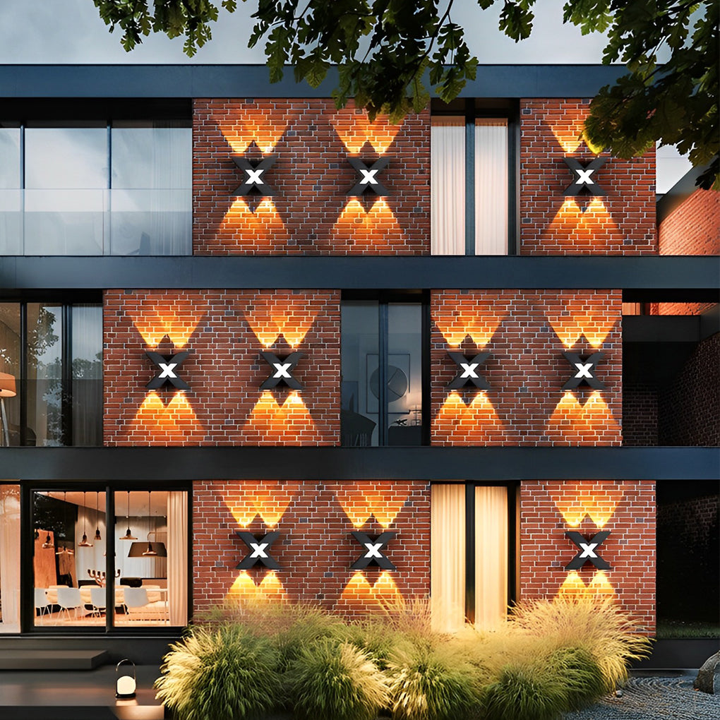 X Shape Creative Waterproof LED Black Modern Outdoor Wall Lamp Exterior Lights - Lumpaz