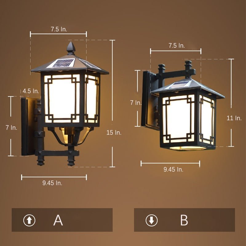 Up/Down Lighting Waterproof Black Vintage Solar Lights Outdoor Lanterns - Lumpaz