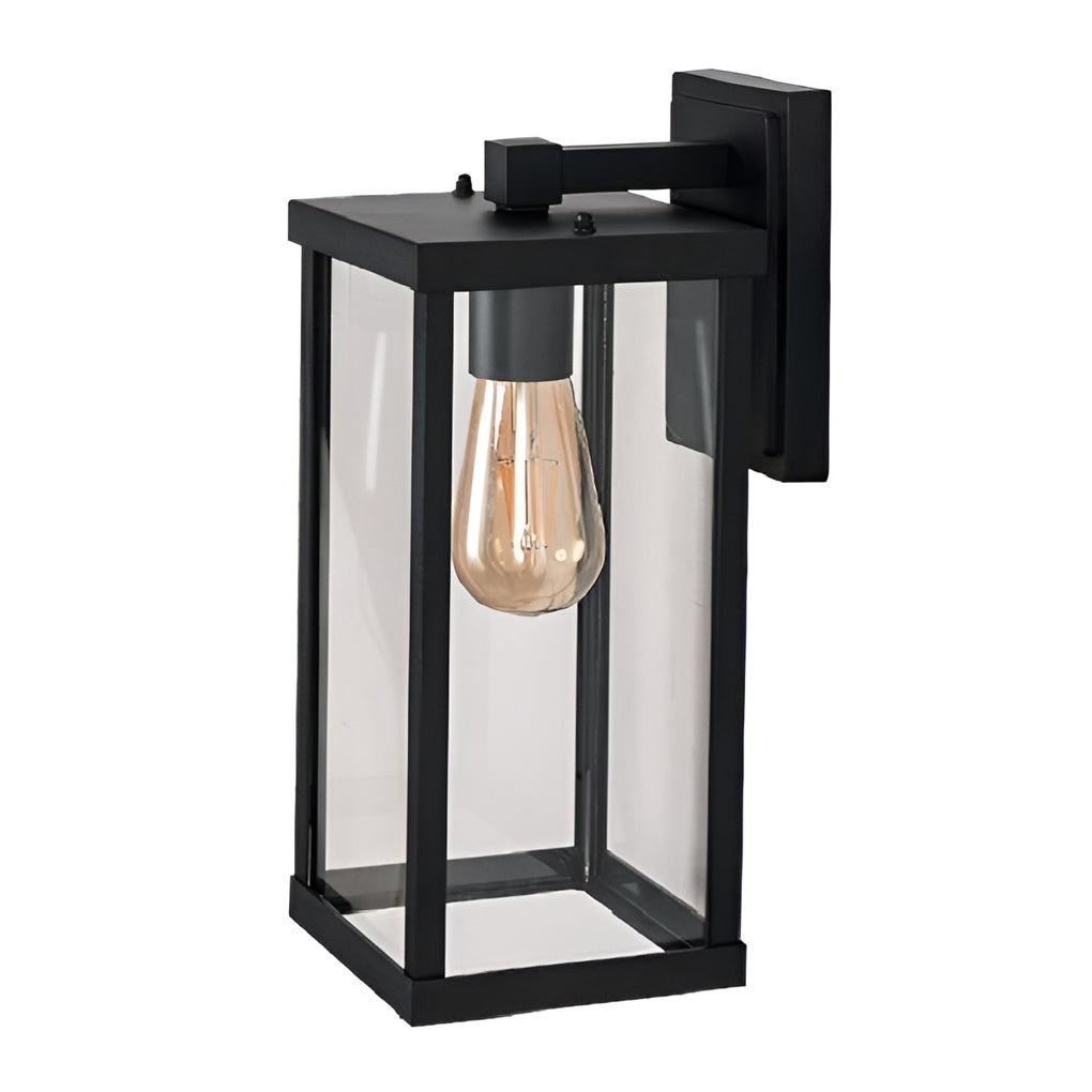 Rectangular Glass Waterproof Black Modern Outdoor Wall Lamp Exterior Lights - Lumpaz