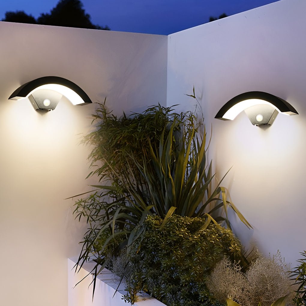 Creative Moon Curved Wall Sconce Motion Sensor Waterproof LED Wall Lamp Outdoor Indoor - Lumpaz