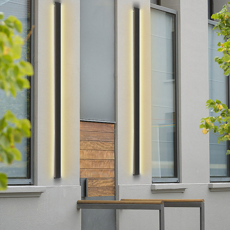 LED Long Strip Metal Waterproof Black Minimalist Outdoor Wall Lights - Lumpaz