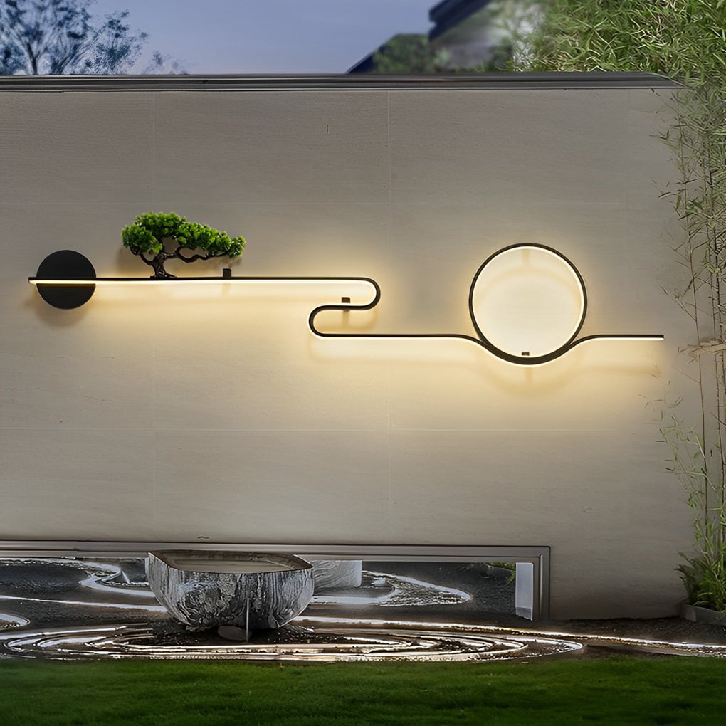Moon Tree Scenery Waterproof LED Black Retro Outdoor Wall Lights Sconces - Lumpaz