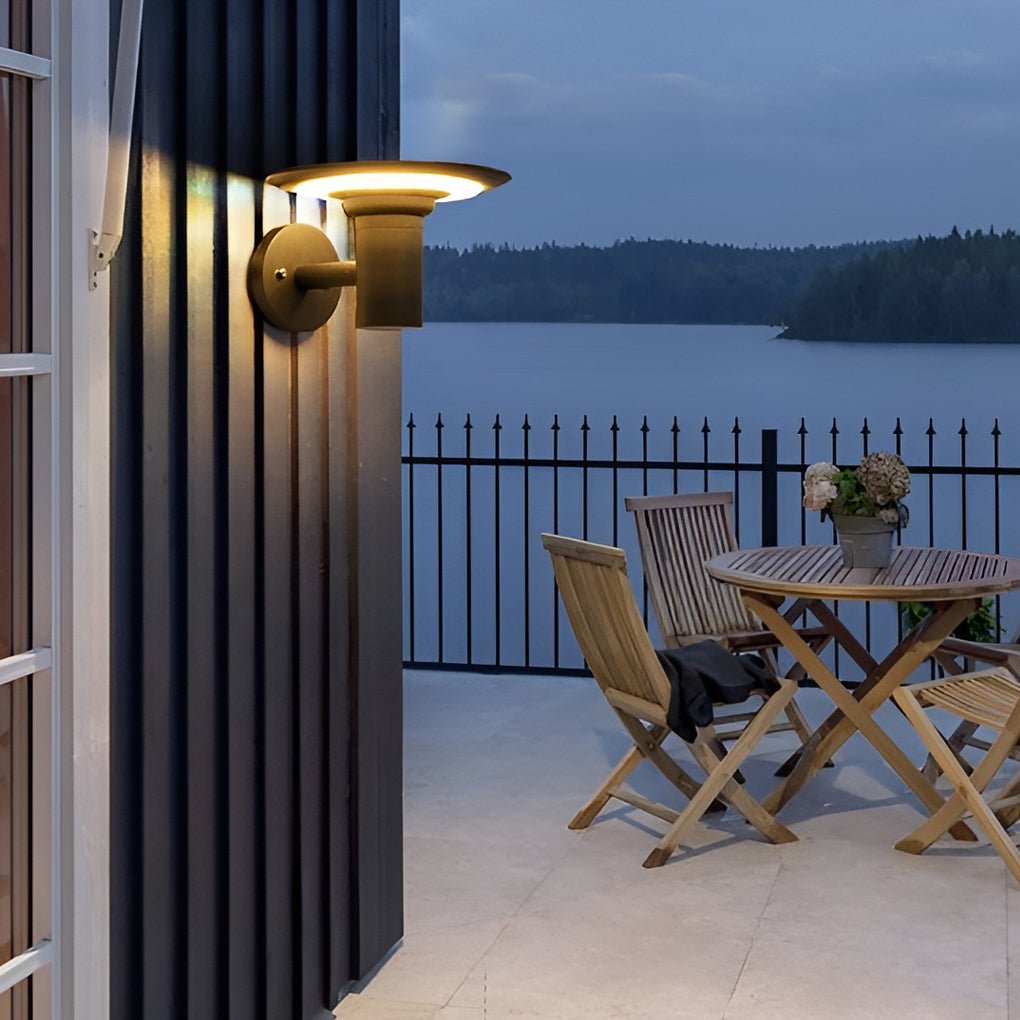 Round UFO-shaped LED Waterproof Solar Modern Outdoor Sconces Wall Lamp - Lumpaz