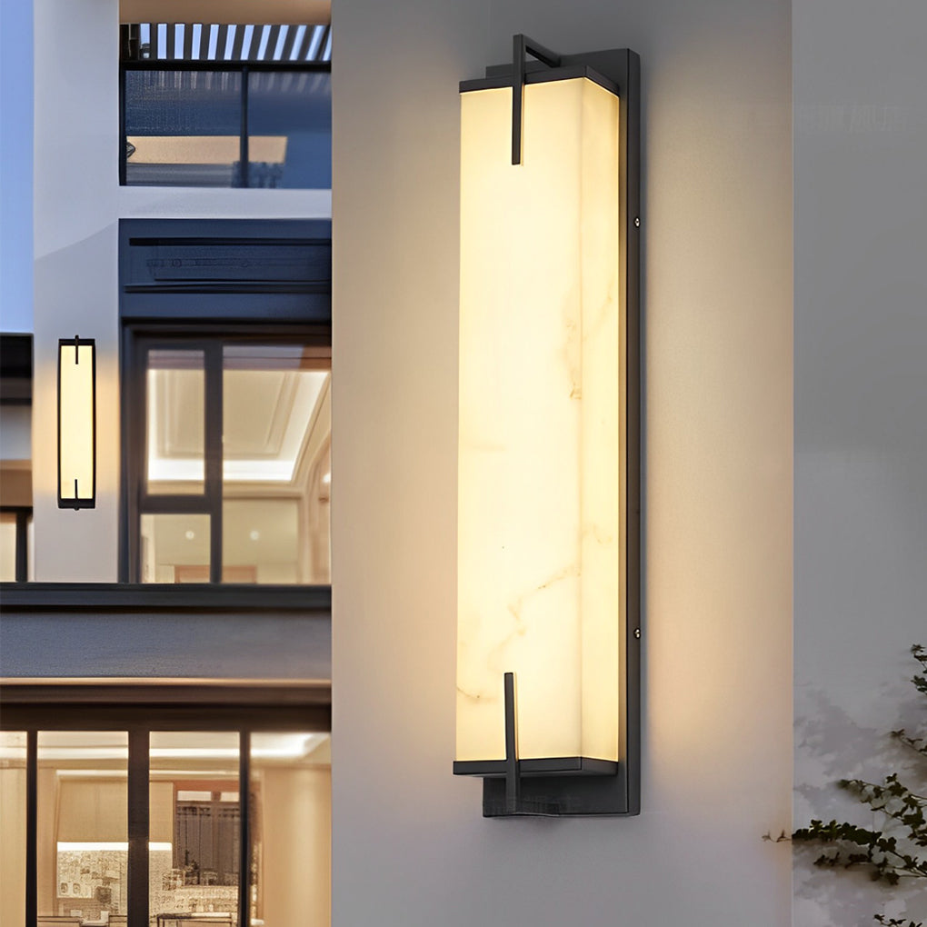 Resin Rectangular Waterproof LED Black Modern Outdoor Sconce Lighting - Lumpaz