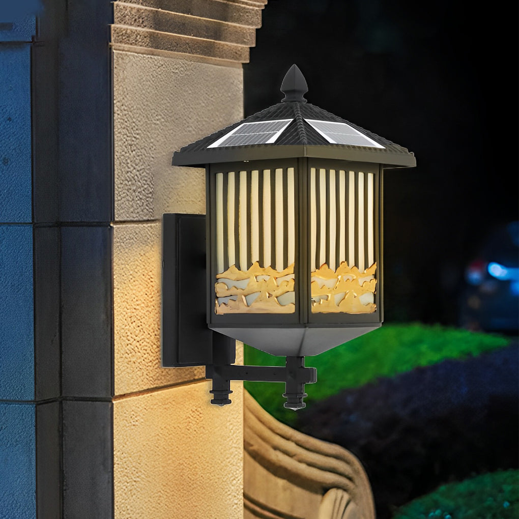 Retro Waterproof LED Black Modern Solar Wall Lights Outdoor Wall Sconce - Lumpaz