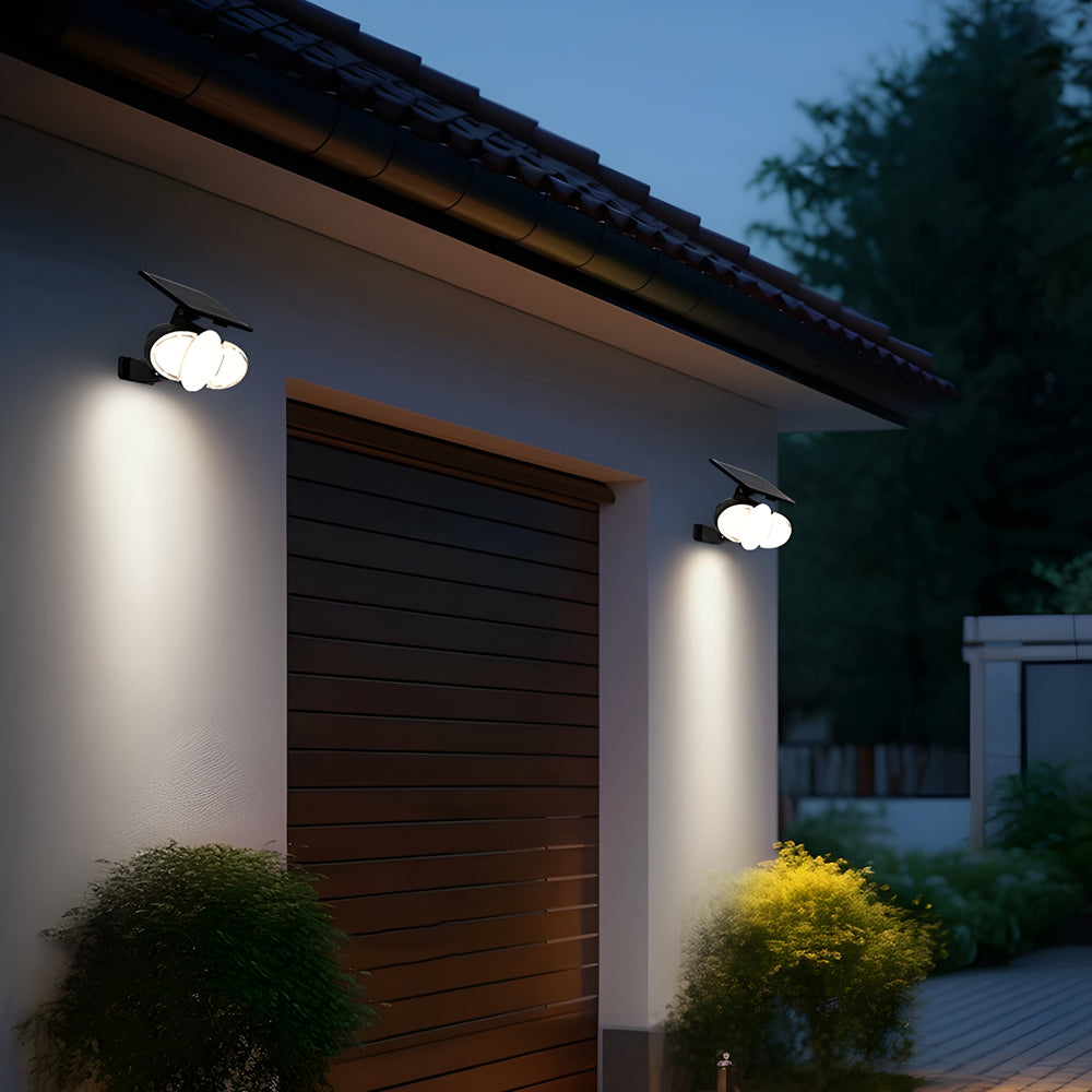 Solar Motion Security Light 3-Head Outdoor LED Wall Fixture with Motion Sensor - Lumpaz