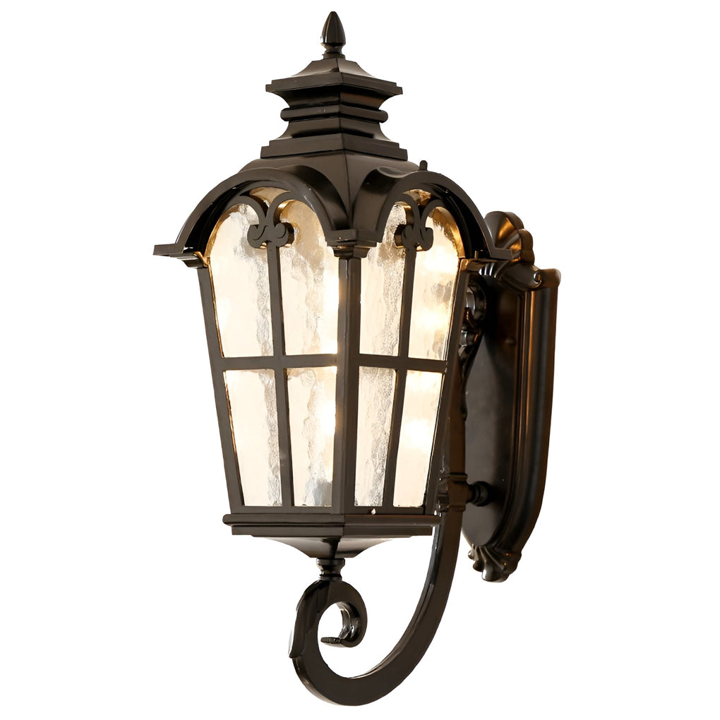 Waterproof Vintage Lantern Shaped Black Retro Outdoor Plug in Wall Lamp - Lumpaz