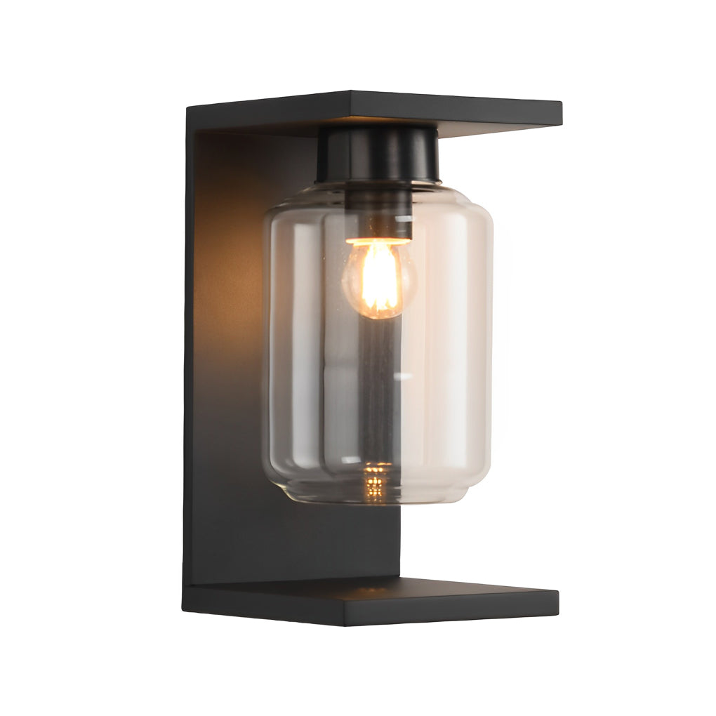 Outdoor Waterproof LED Glass Black Modern Solar Wall Lights with Remote - Lumpaz