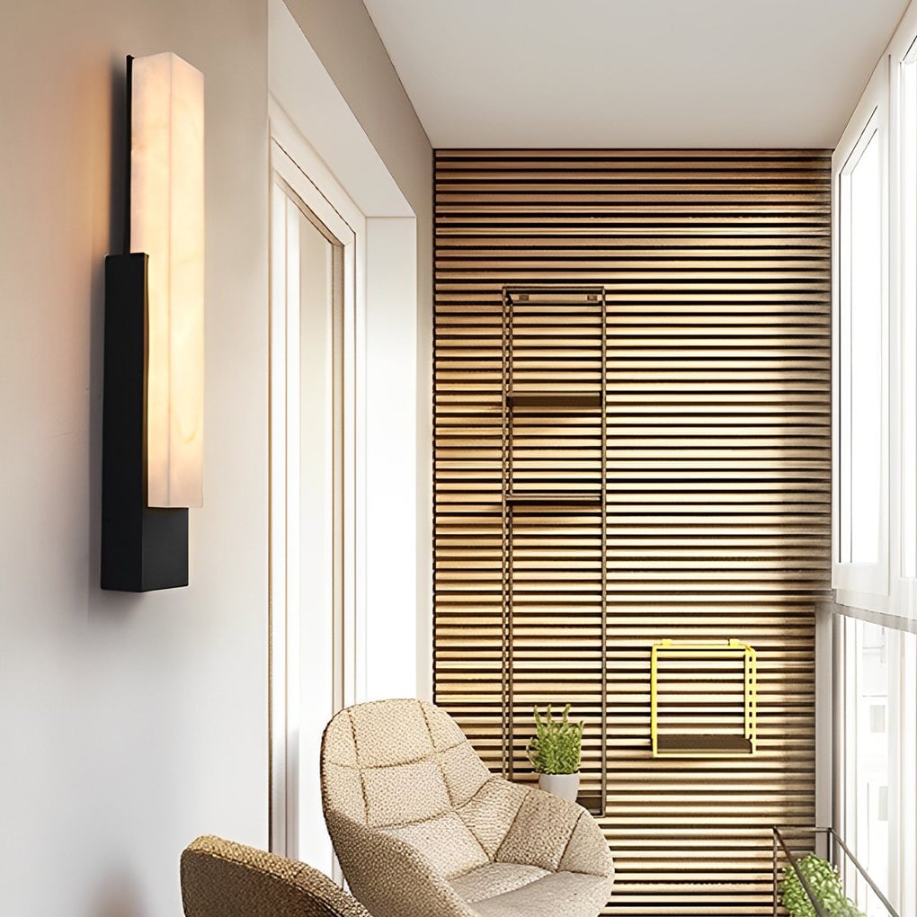 Waterproof Imitation Marble Shade LED Black Modern Outdoor Wall Light - Lumpaz