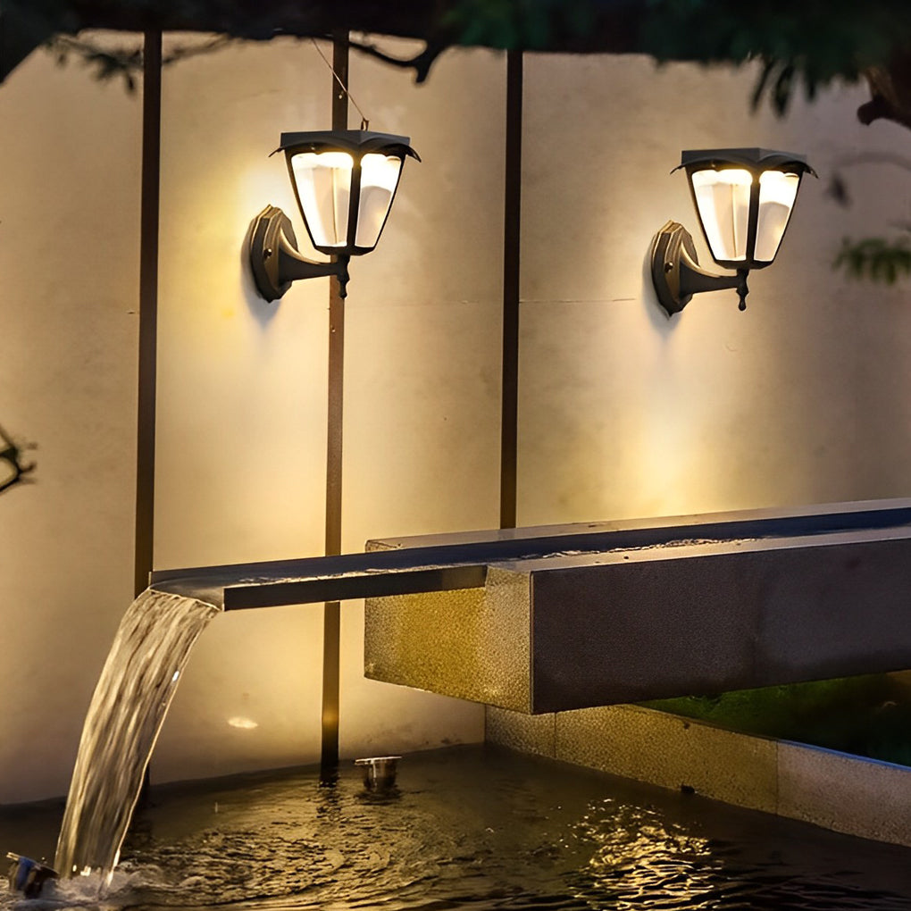 Square Dimmable LED Intelligent Black Modern Solar Outdoor Wall Lights - Lumpaz