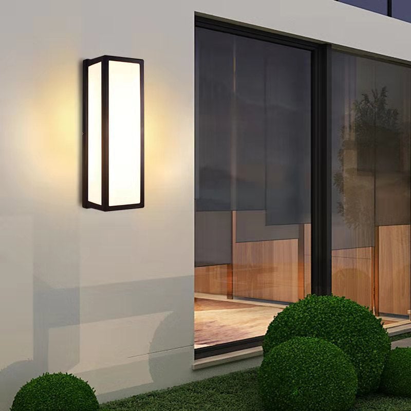 Rectangular Minimalist LED Waterproof Black Modern Outdoor Wall Lights - Lumpaz