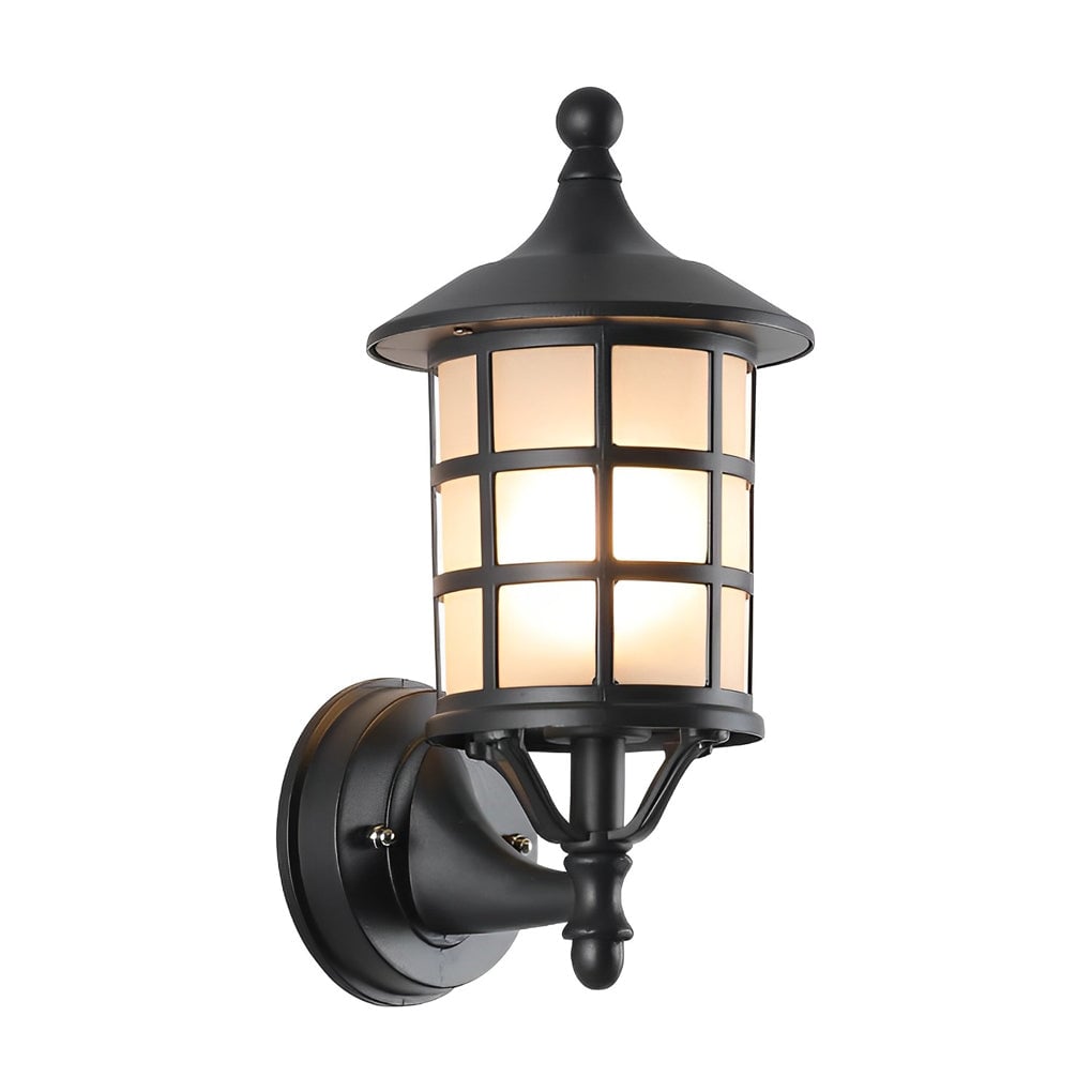 Retro Round Three Step Dimming Black European-style Solar Wall Sconces - Lumpaz