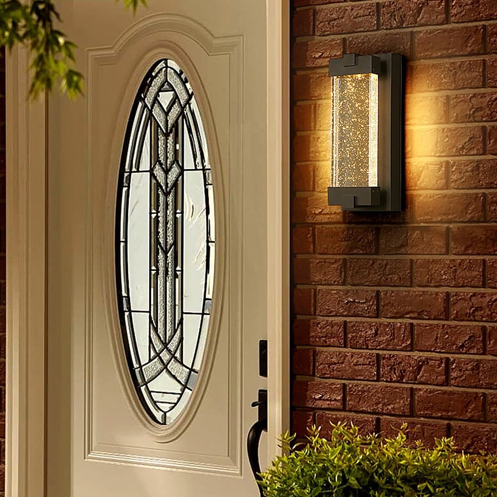 Rectangular Bubbles Crystal Waterproof COB Black Outdoor Wall Lights - Lumpaz