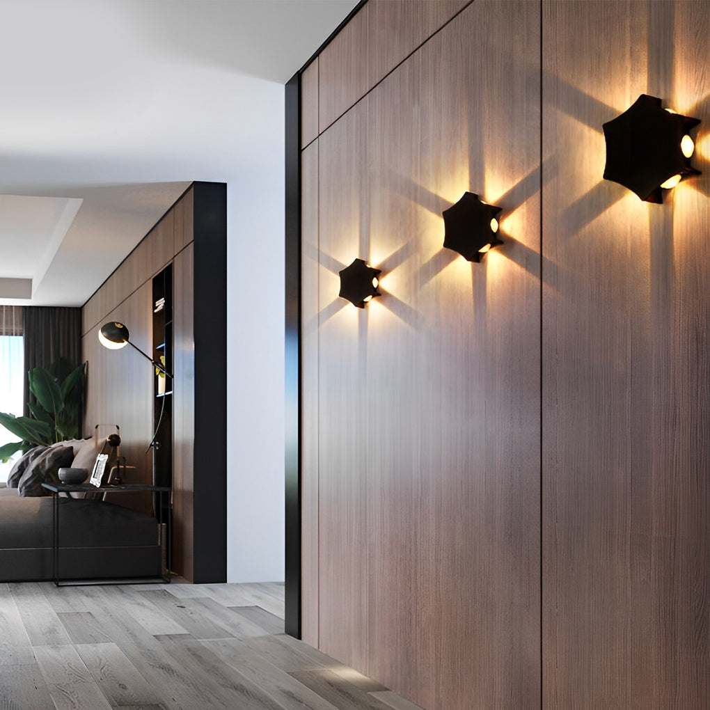 Unique Star Up and Down Lighting LED Waterproof Black Modern Wall Lamp - Lumpaz