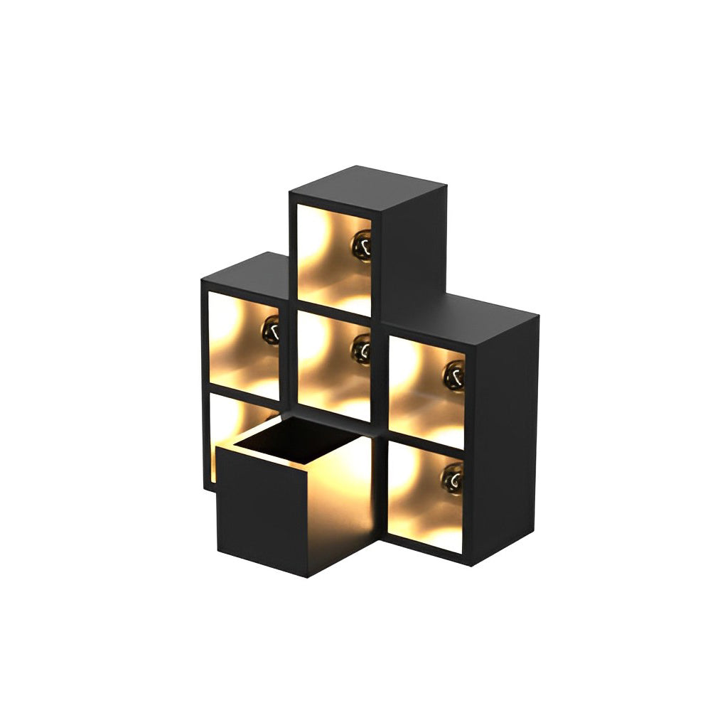 Waterproof Creative Square Combination LED Black Wall Lamp with Flowerpot - Lumpaz