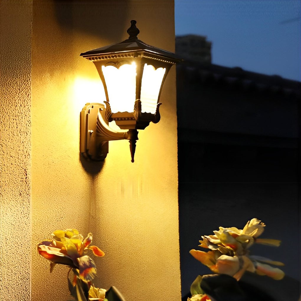 Vintage Striped Glass LED Waterproof Black Retro Solar Wall Lights - Lumpaz