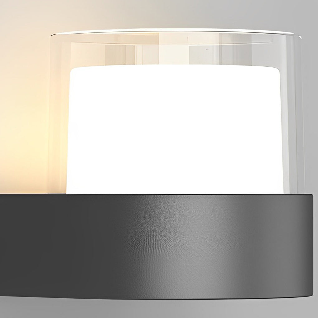 Square Round Waterproof LED Black Minimalist Solar Outdoor Wall Lights - Lumpaz