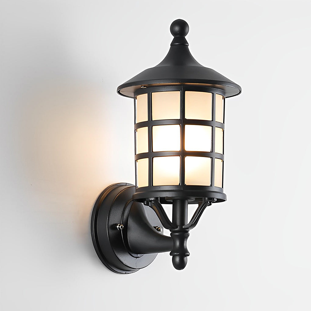 Retro Round Three Step Dimming Black European-style Solar Wall Sconces - Lumpaz