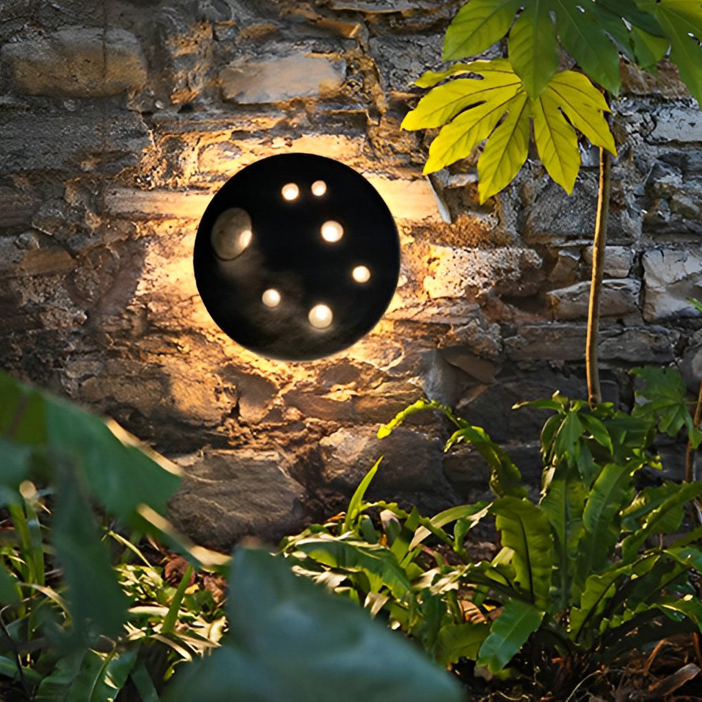 Round Creative Cement Lunar Crater Waterproof LED Outdoor Wall Lamp - Lumpaz