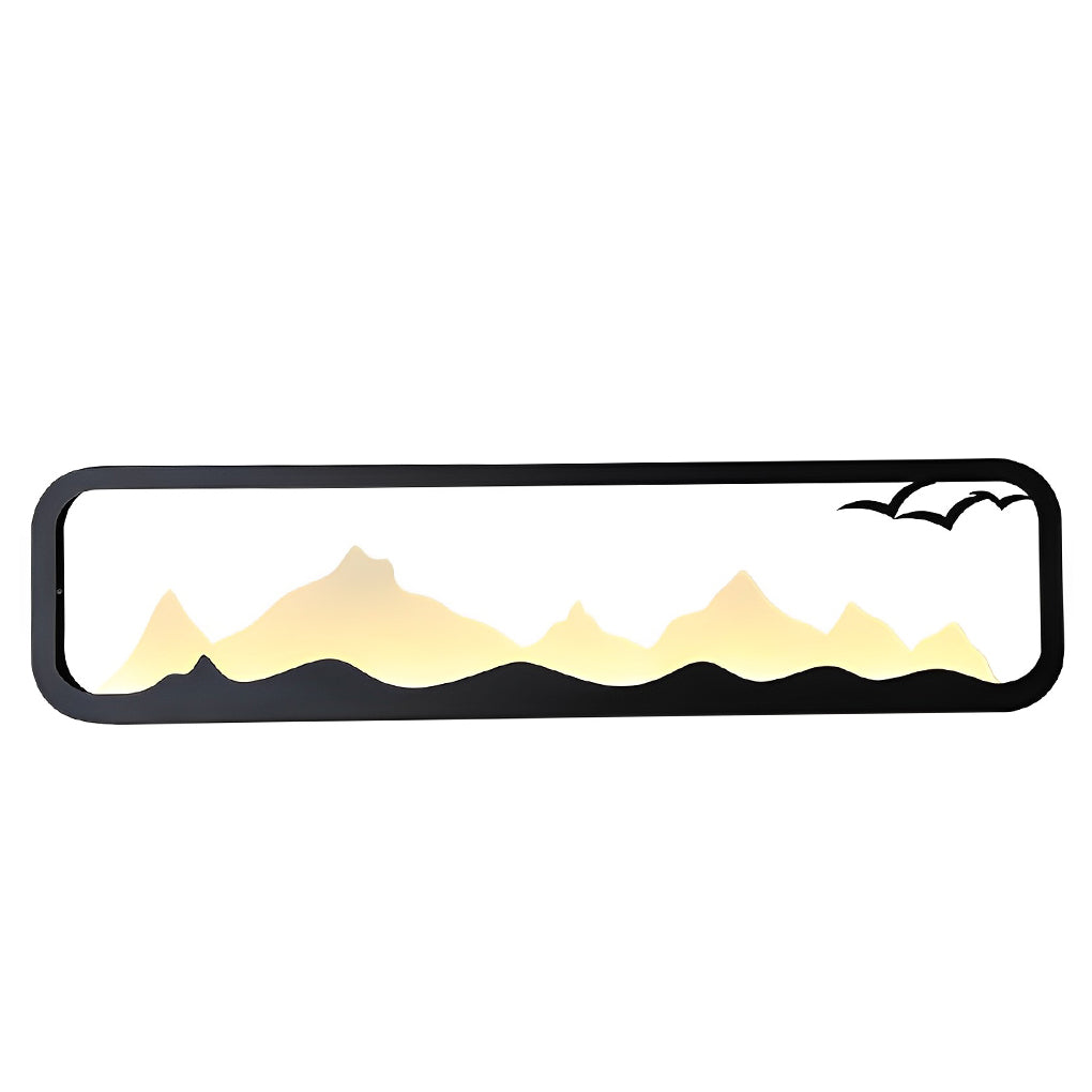 Rectangular Mountain Scenery LED Waterproof Black Outdoor Wall Lamp - Lumpaz