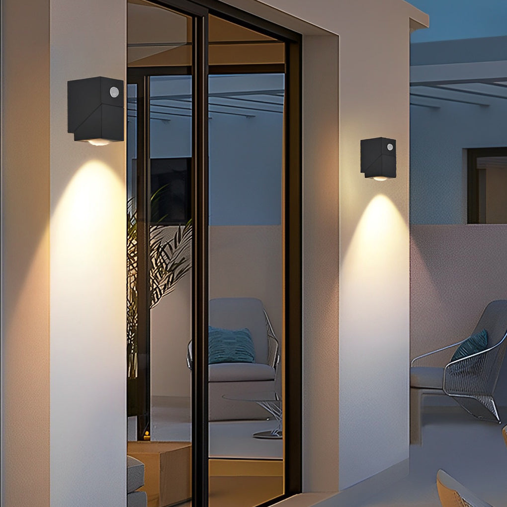 Adjustable Up and Down Light Motion Sensor Waterproof Black Wall Lamp - Lumpaz