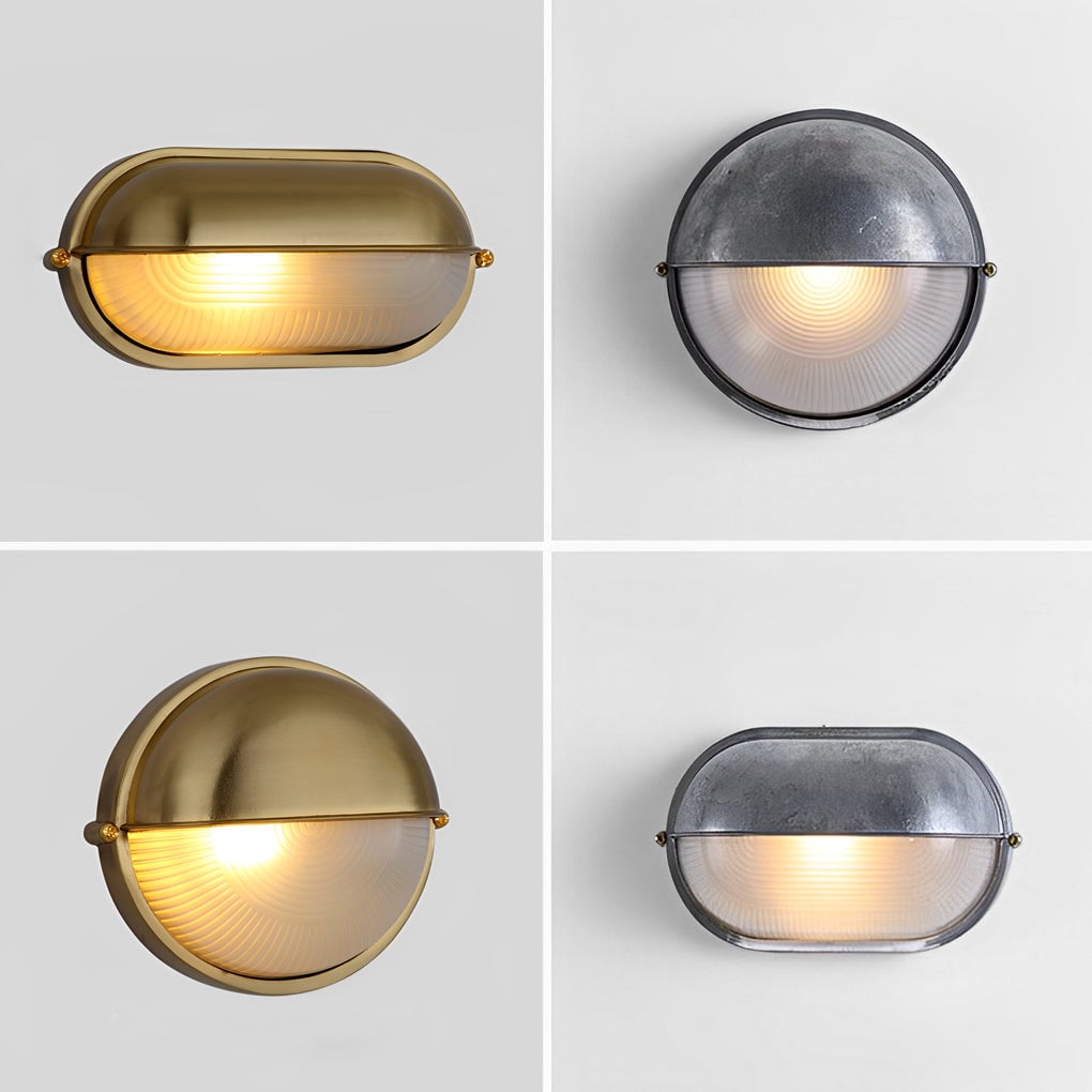 Round Oval Cast Aluminum Glass Waterproof Retro Industrial Wall Lamp - Lumpaz