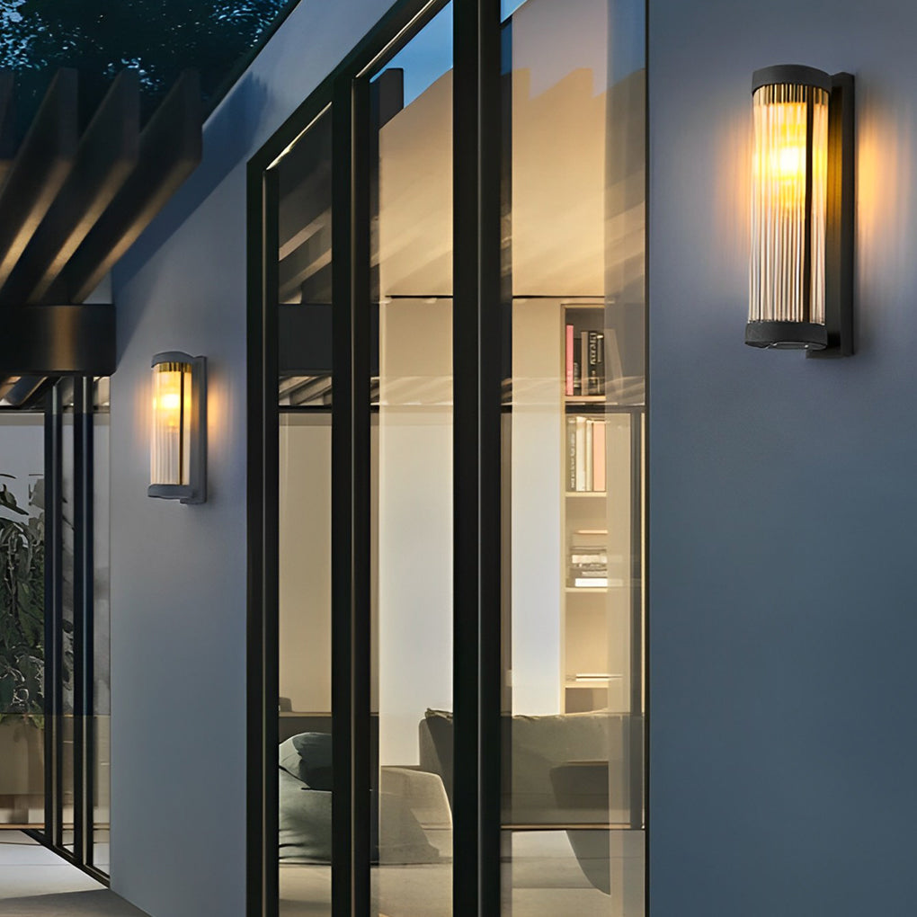 Creative Glass Waterproof LED Black Modern Solar Wall Lamp Exterior Lights - Lumpaz