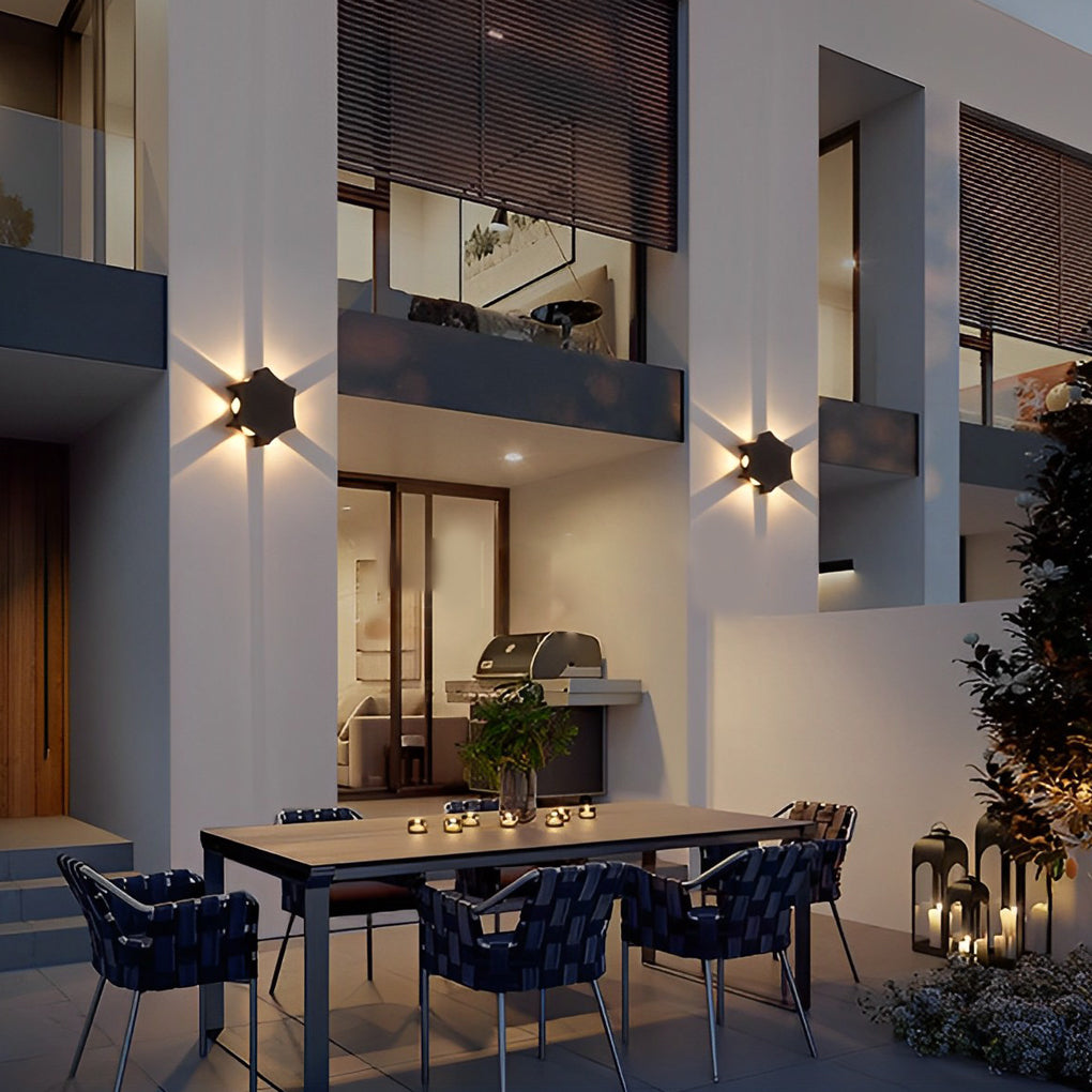 Unique Star Up and Down Lighting LED Waterproof Black Modern Wall Lamp - Lumpaz