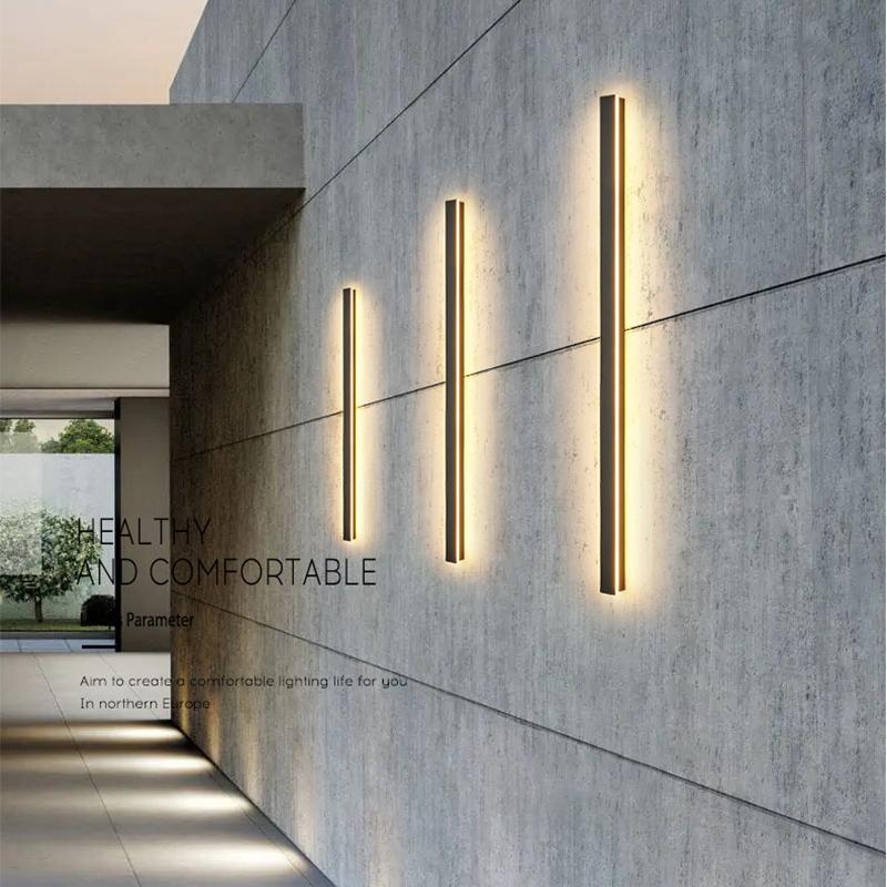 Waterproof Long Strip LED Wall Lamp Outdoor Wall Lights Black Porch Lights - Lumpaz