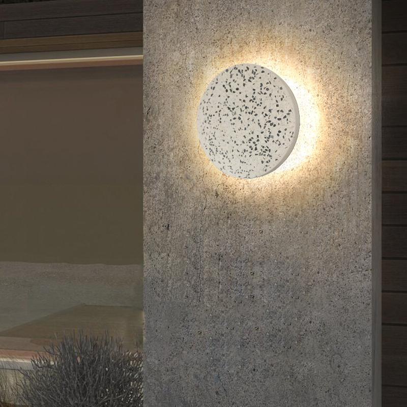 Circular Terrazzo Waterproof Minimalist Outdoor Wall Lights Porch Lights - Lumpaz