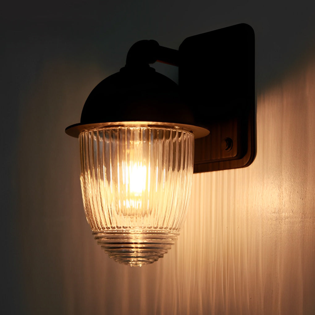 Waterproof Glass Ball Matte Black Modern Outdoor Wall Lamp Exterior Lights - Lumpaz