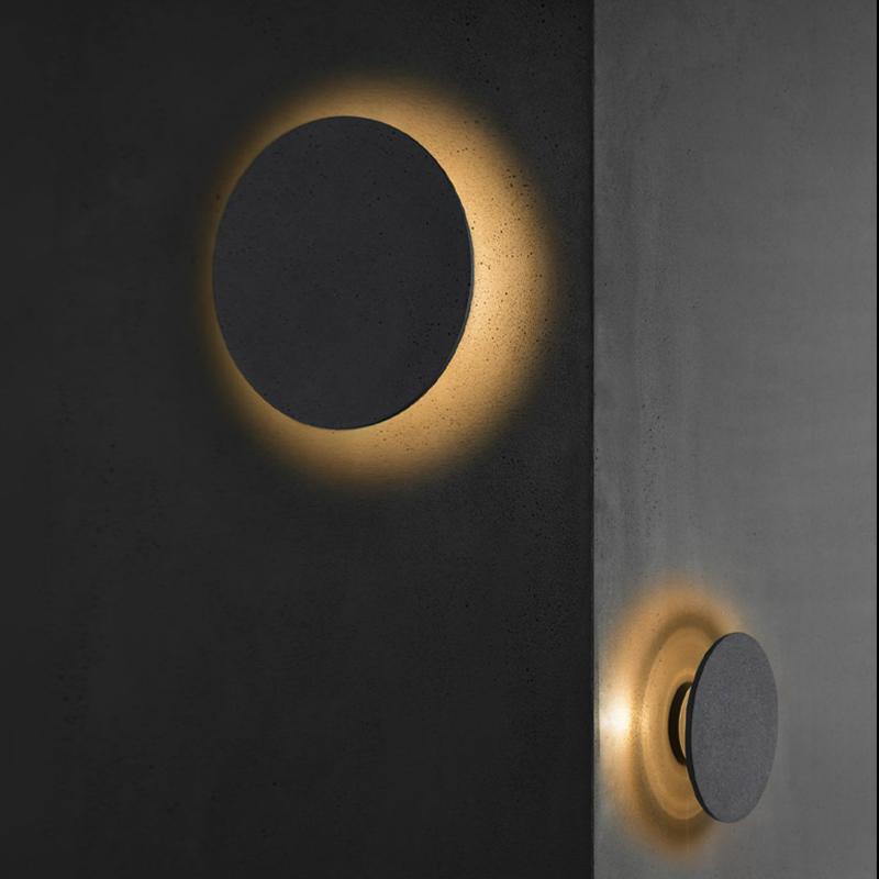 Round Concrete LED Waterproof Gray Modern Outdoor Wall Lights Porch Lights - Lumpaz