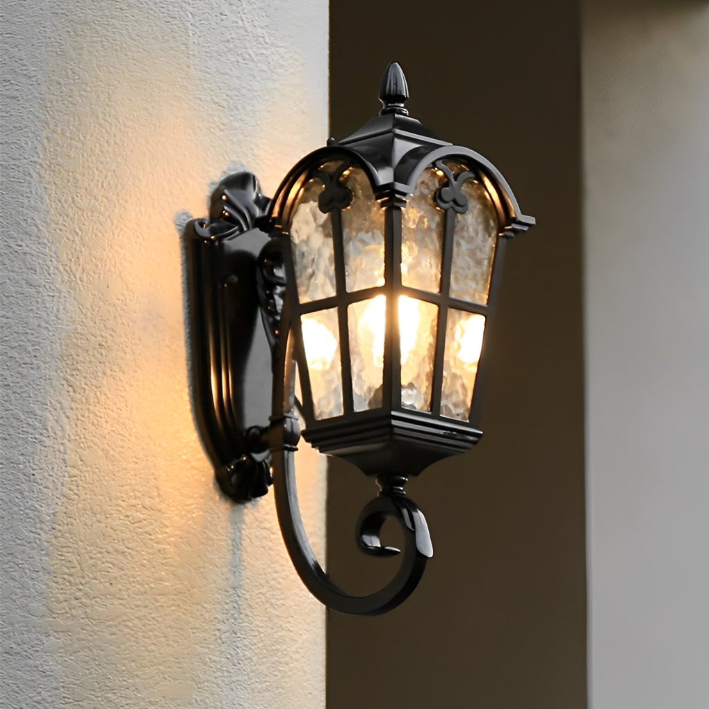 Vintage Glass Waterproof Black European-style Outdoor Wall Lamp Exterior Lights - Lumpaz