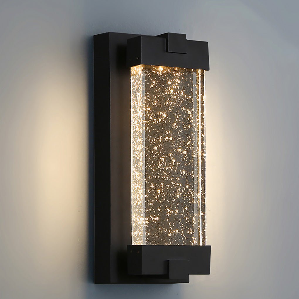Rectangular Bubbles Crystal Waterproof COB Black Outdoor Wall Lights - Lumpaz