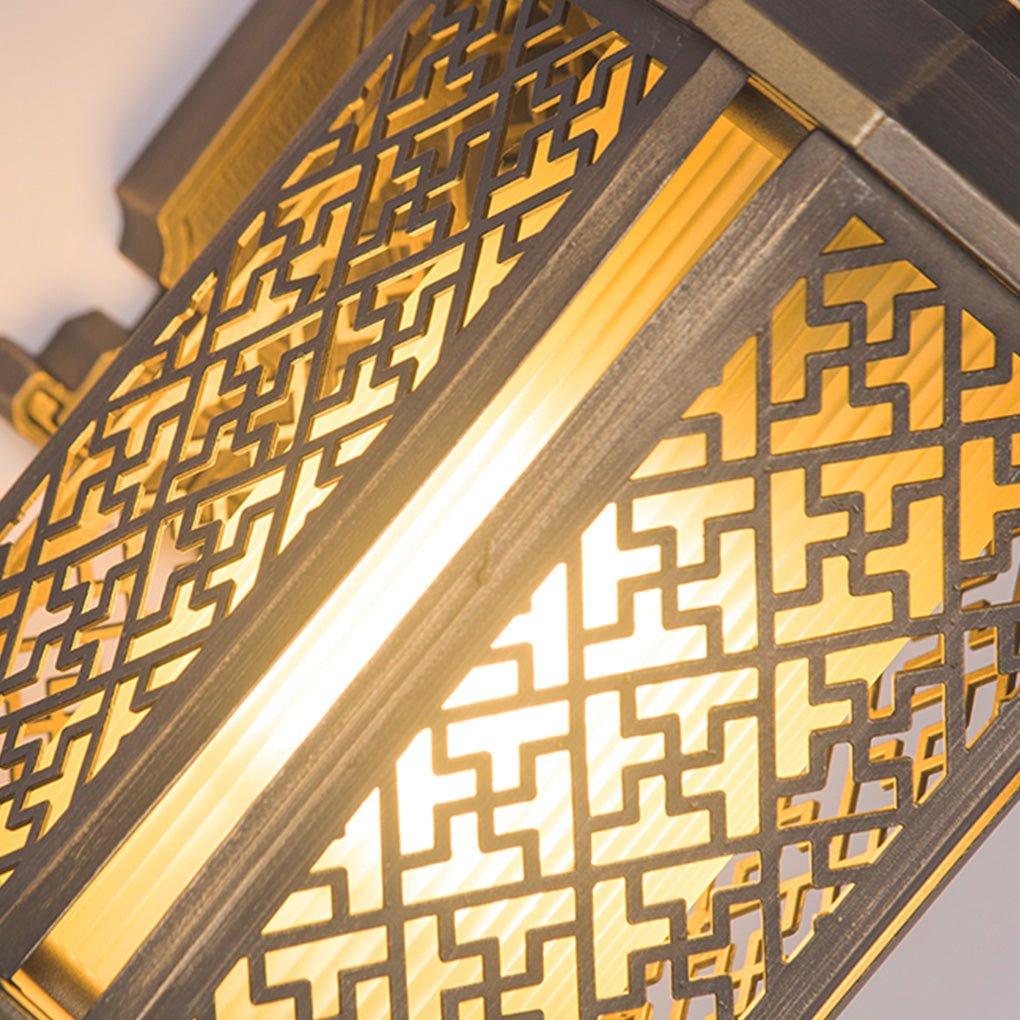 Classical Hollow Pattern Outdoor Waterproof Wall Lamp for Villa Courtyard Corridor - Lumpaz