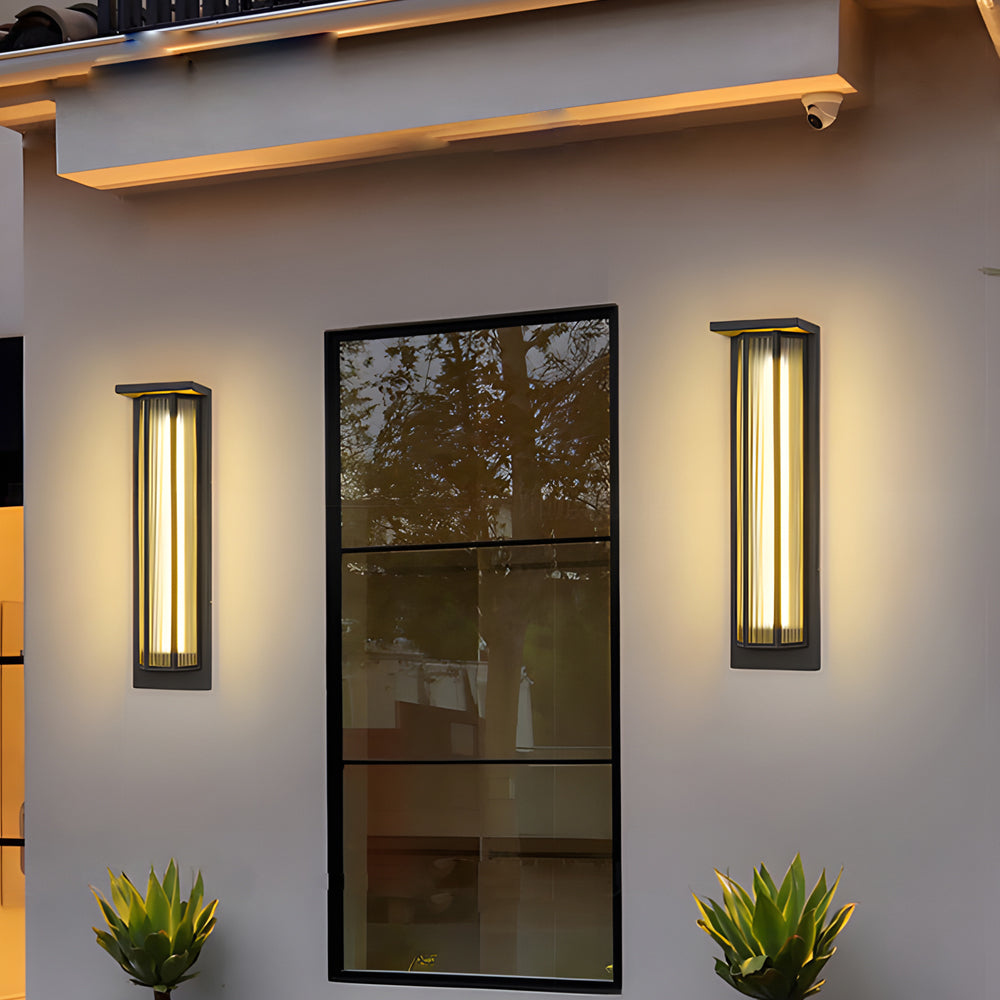 Vintage Rectangular Acrylic LED Outdoor Solar Wall Lights - Lumpaz