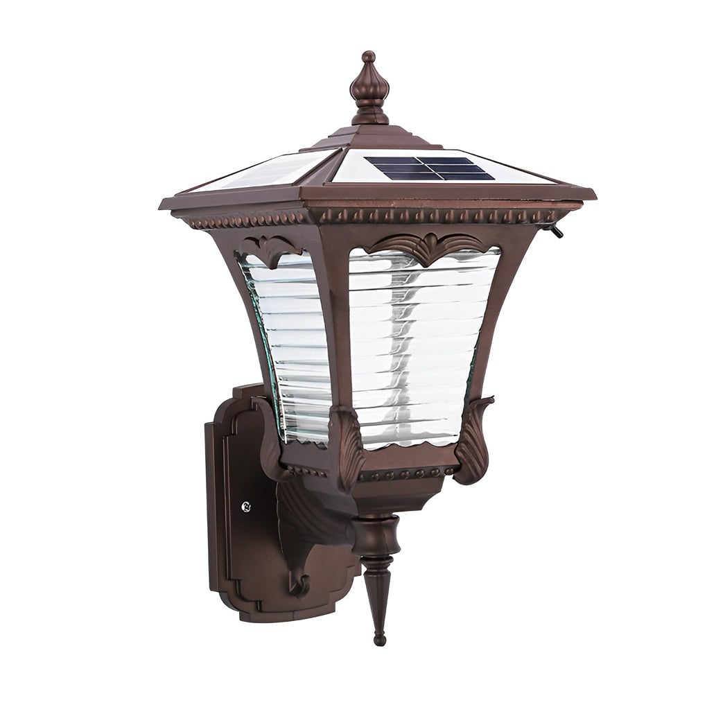 Vintage Striped Glass LED Waterproof Black Retro Solar Wall Lights - Lumpaz